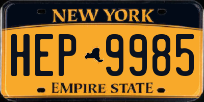 NY license plate HEP9985