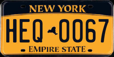 NY license plate HEQ0067