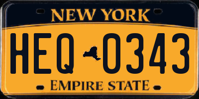 NY license plate HEQ0343