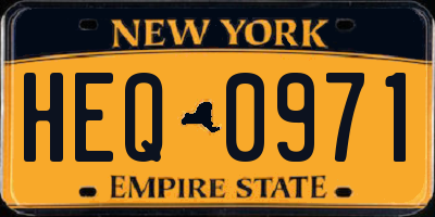 NY license plate HEQ0971