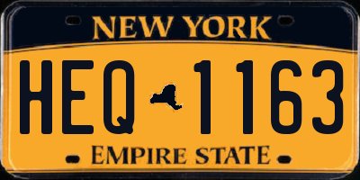 NY license plate HEQ1163