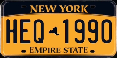 NY license plate HEQ1990