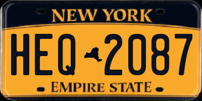 NY license plate HEQ2087
