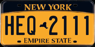 NY license plate HEQ2111