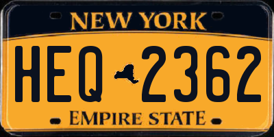 NY license plate HEQ2362