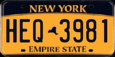 NY license plate HEQ3981