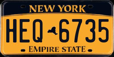 NY license plate HEQ6735