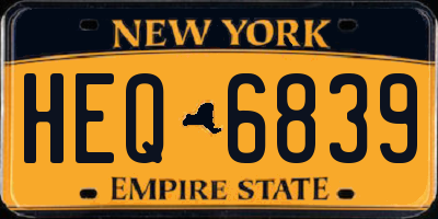 NY license plate HEQ6839