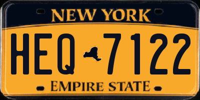 NY license plate HEQ7122