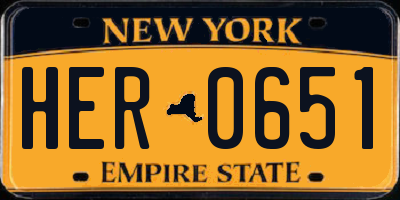 NY license plate HER0651
