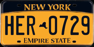 NY license plate HER0729