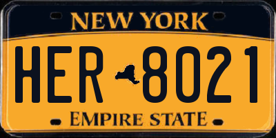 NY license plate HER8021