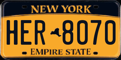 NY license plate HER8070