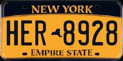 NY license plate HER8928