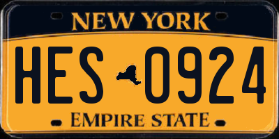 NY license plate HES0924
