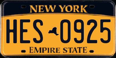 NY license plate HES0925