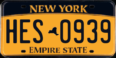 NY license plate HES0939