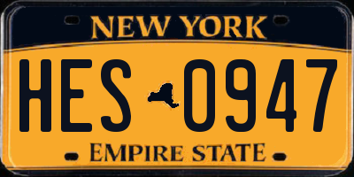 NY license plate HES0947