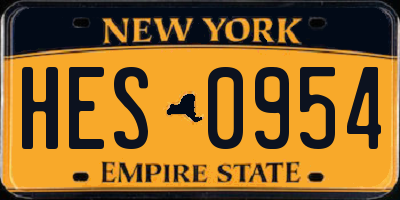 NY license plate HES0954