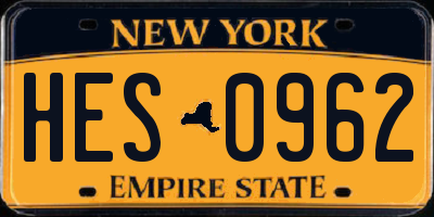 NY license plate HES0962