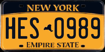 NY license plate HES0989