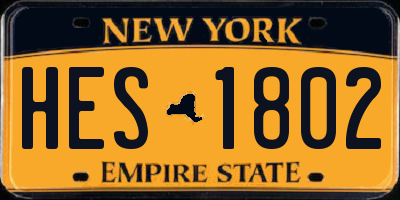 NY license plate HES1802