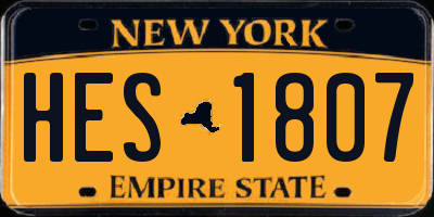 NY license plate HES1807