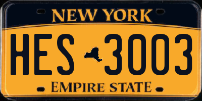 NY license plate HES3003