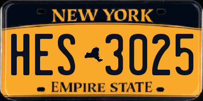 NY license plate HES3025