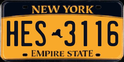 NY license plate HES3116