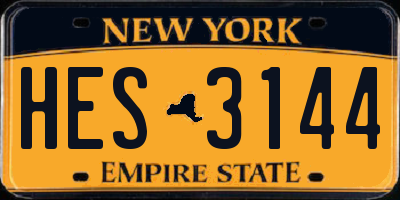 NY license plate HES3144