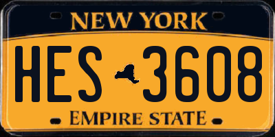 NY license plate HES3608