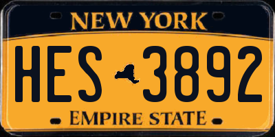 NY license plate HES3892