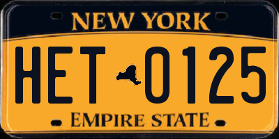 NY license plate HET0125