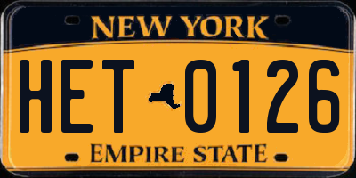 NY license plate HET0126