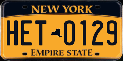 NY license plate HET0129