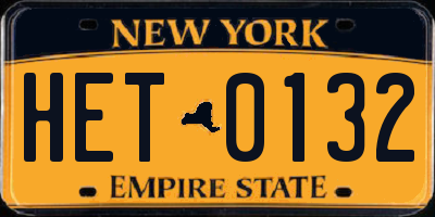 NY license plate HET0132