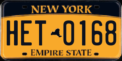 NY license plate HET0168