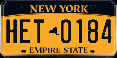 NY license plate HET0184