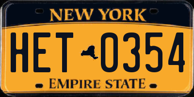 NY license plate HET0354
