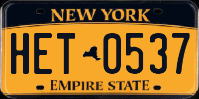 NY license plate HET0537