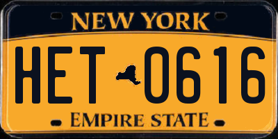 NY license plate HET0616