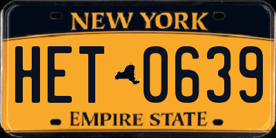 NY license plate HET0639