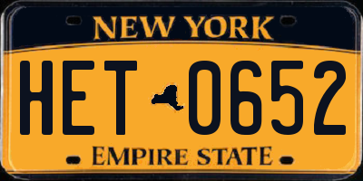 NY license plate HET0652