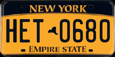 NY license plate HET0680