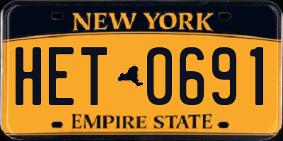 NY license plate HET0691