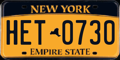 NY license plate HET0730