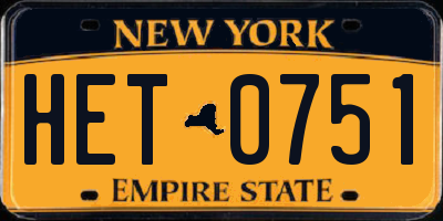 NY license plate HET0751