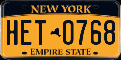 NY license plate HET0768