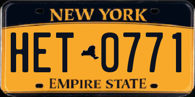 NY license plate HET0771